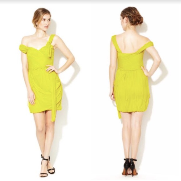 chartreuse silk dress